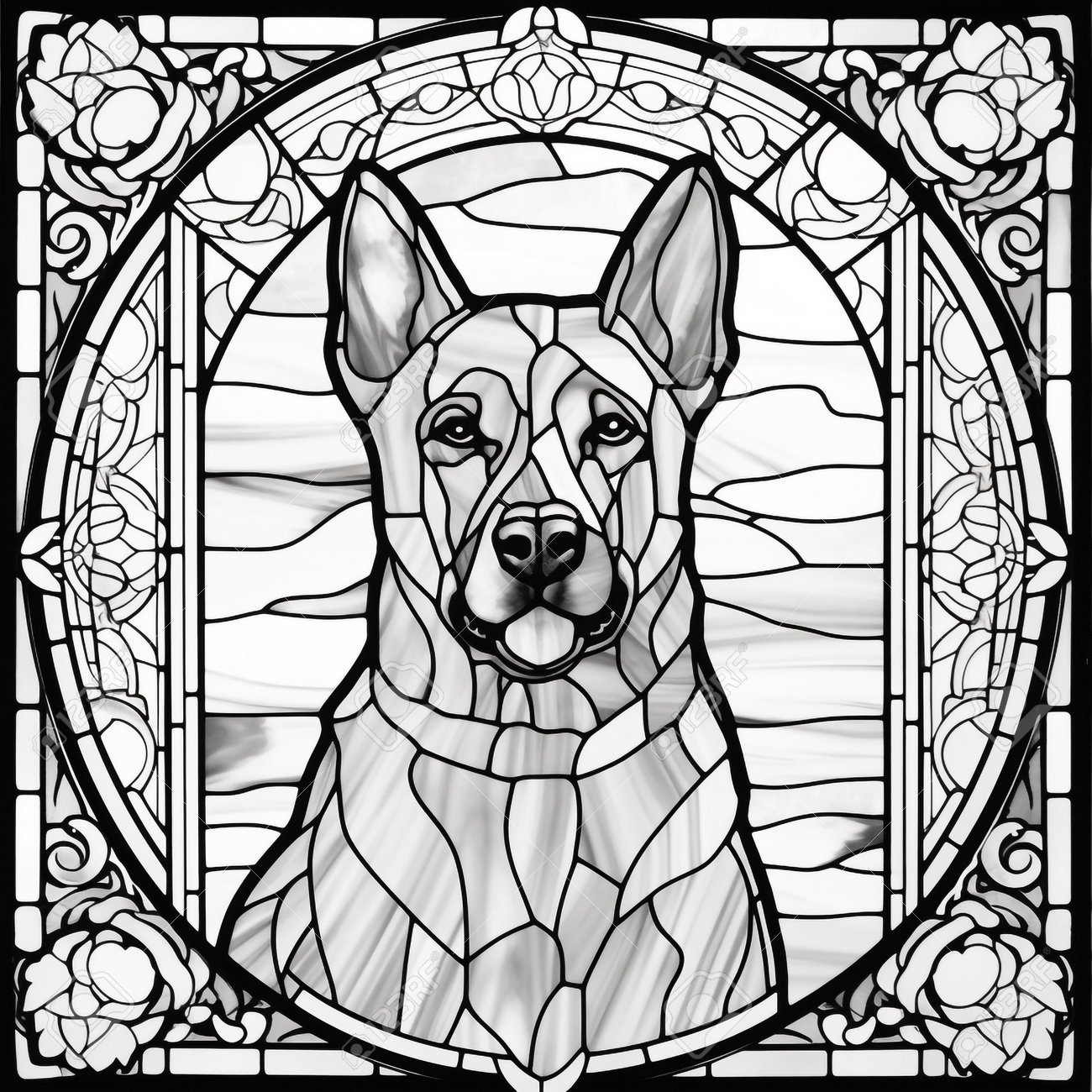 Stained glass dog coloring pages stock photo picture and royalty free image image