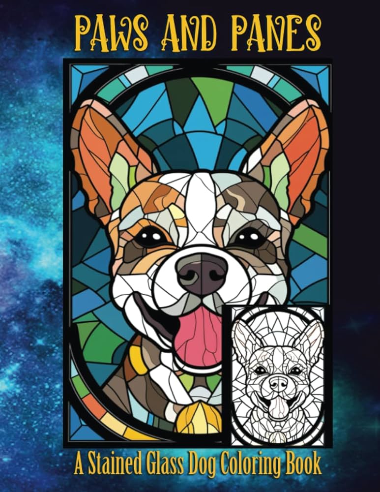 Paws and panes a stained glass dog coloring book puppy portraits in stained glass stainglass skylar books
