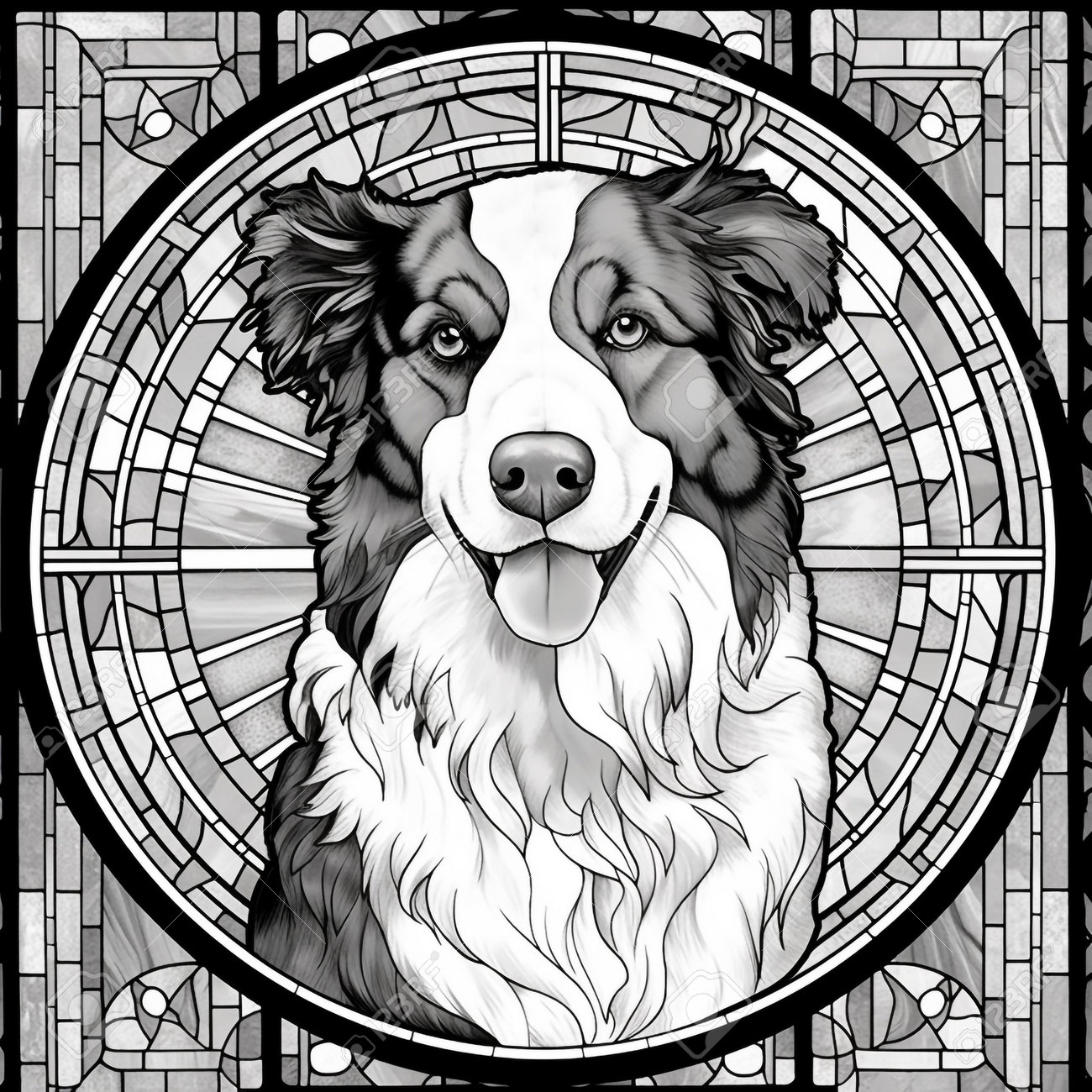 Stained glass dog coloring pages stock photo picture and royalty free image image