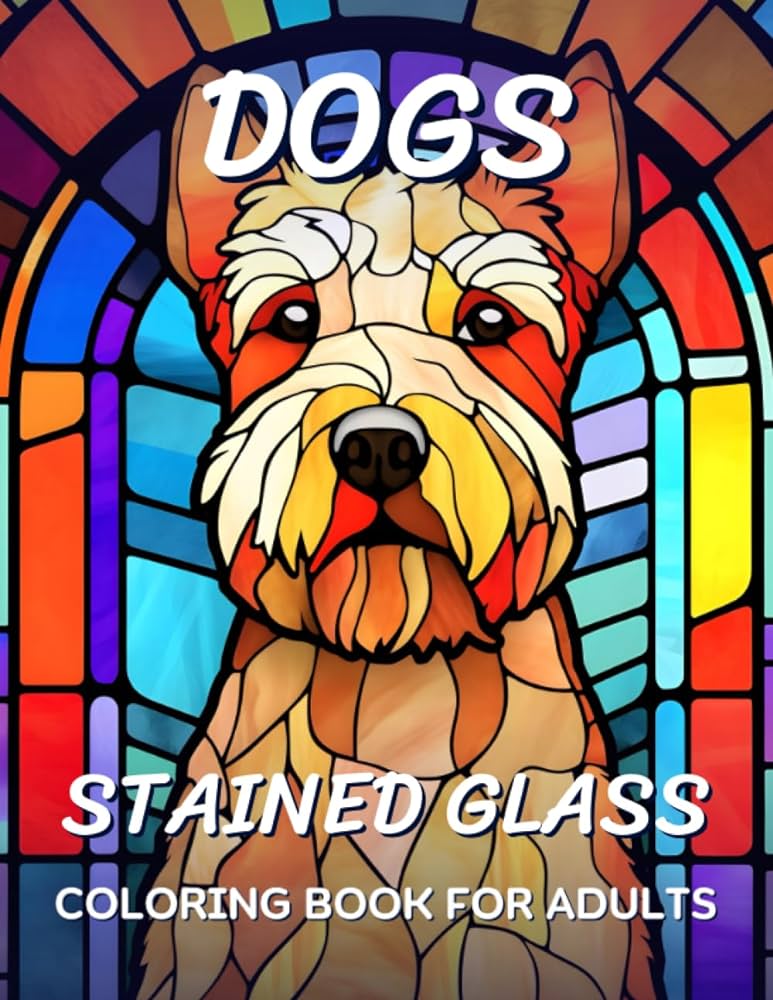 Stained glass dogs coloring book for adults coloring pages for relaxation and stress relief with amazing dogs designs for adults teens and seniors publishing lucus books