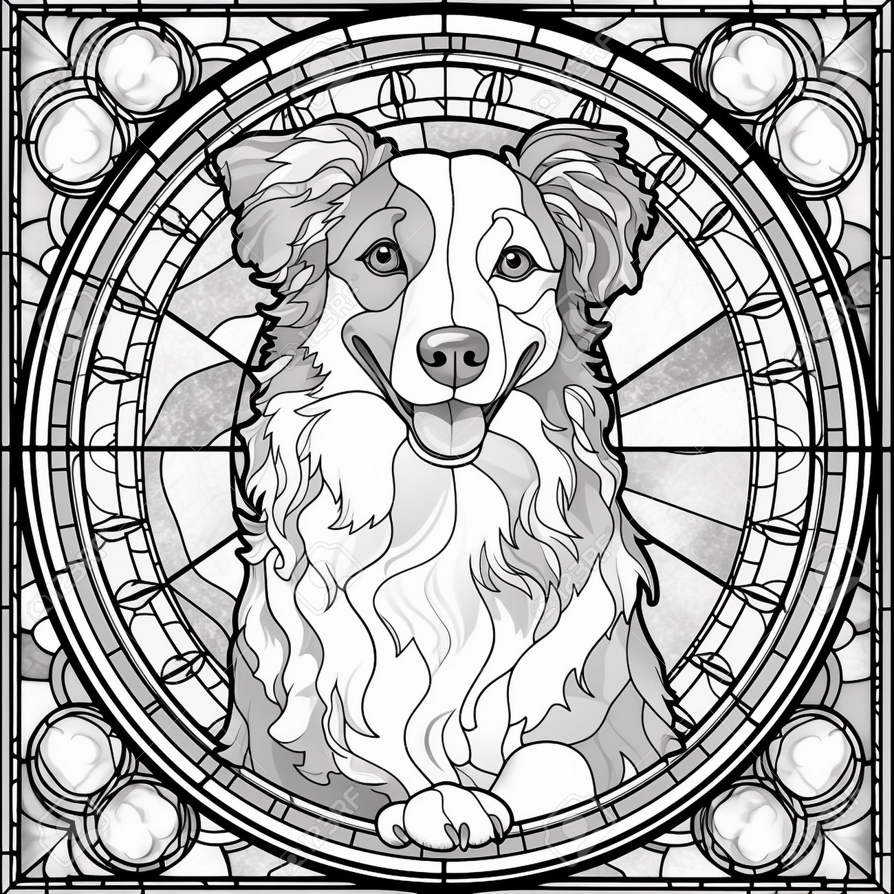 Stained glass dog coloring pages stock photo picture and royalty free image image