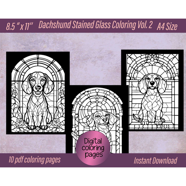 Dachshund serenade stained glass coloring pages vol for