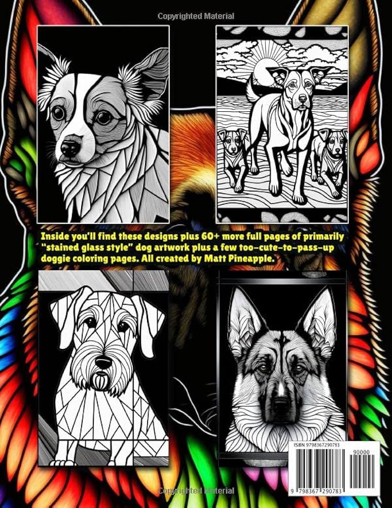 Dog designs stained