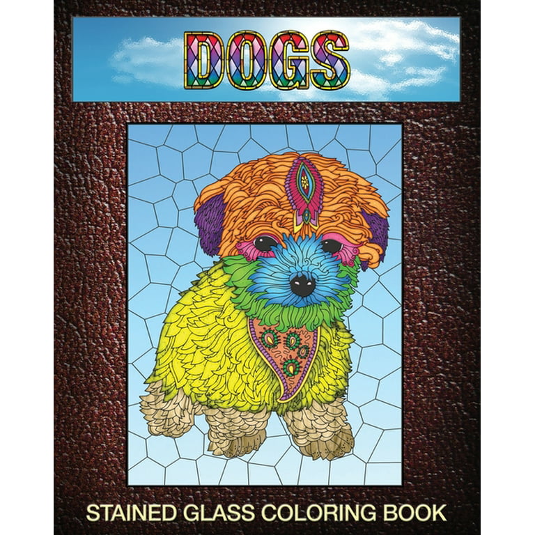 Stain glass coloring books for seniors dogs stained glass coloring book simple dog stain glass windows for seniors series paperback