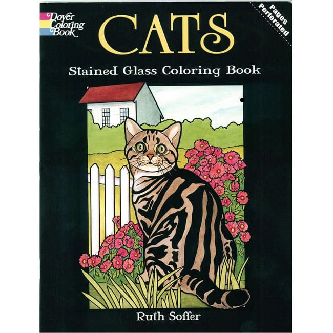 Cats stained glass coloring book