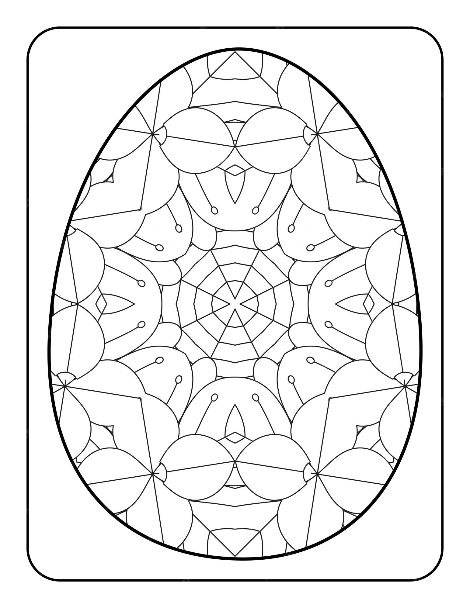 Premium vector easter egg coloring page easter bunny coloring page easter coloring page for adults and kids