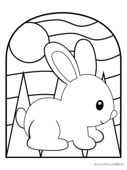 Forest animals stained glass window art coloring pages by learners of the world
