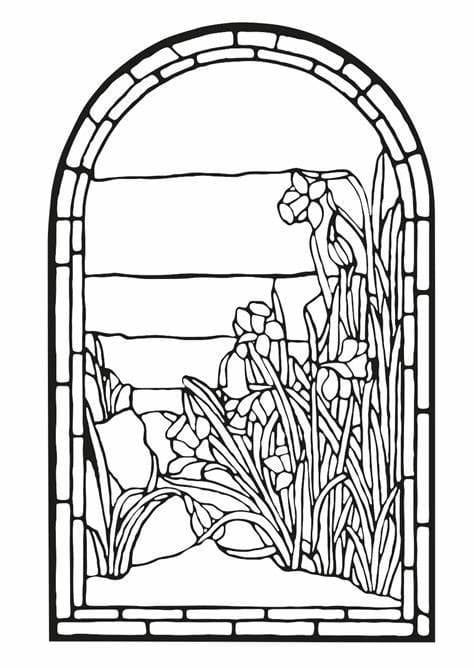 Printable window image coloring page