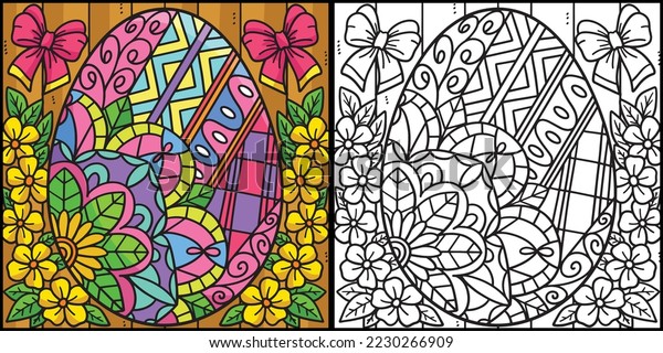 Easter egg mandala coloring page illustration stock