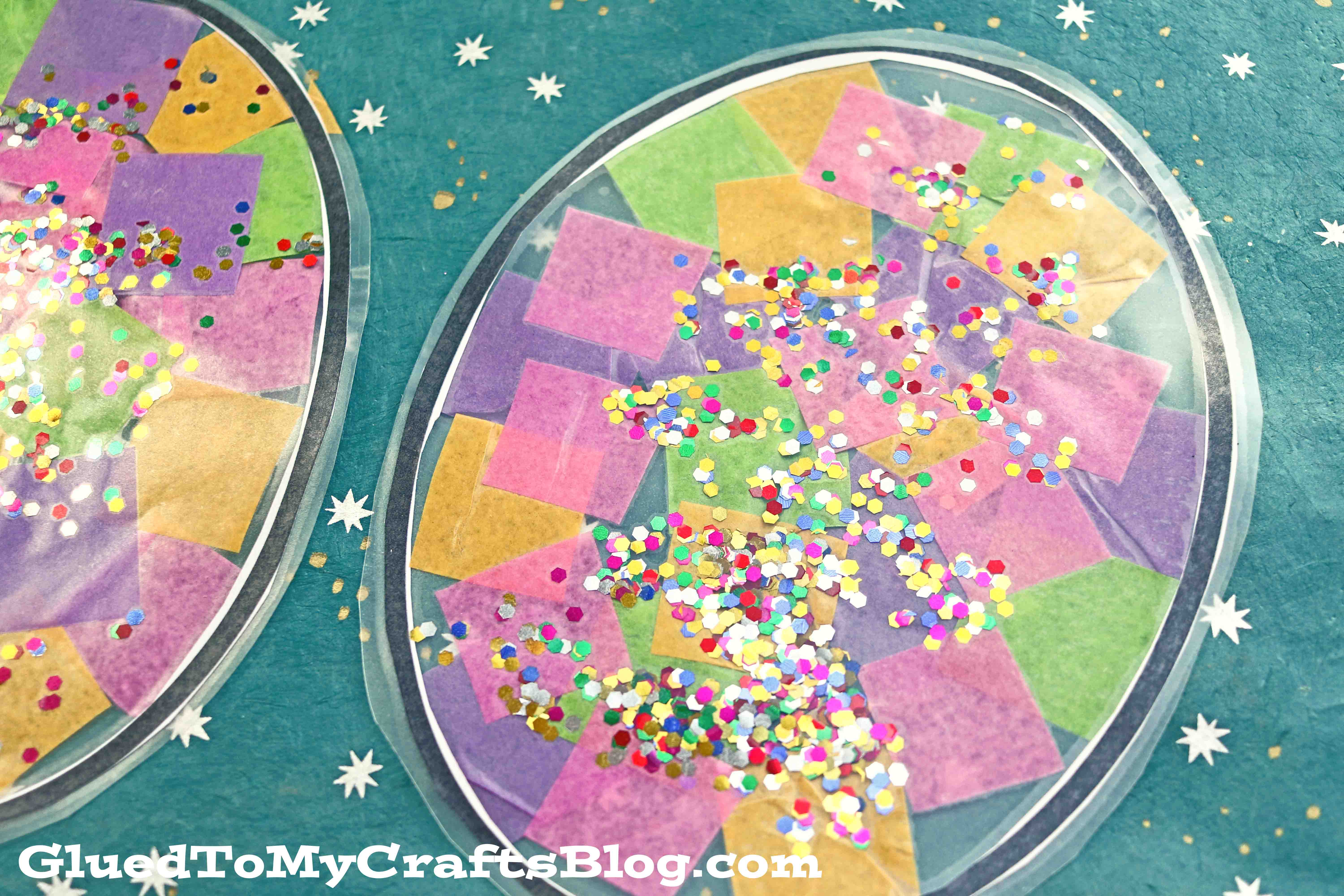 Tissue paper stained glass eggs