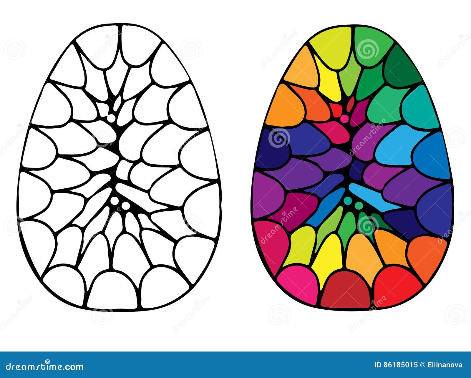 Hand drawn easter egg with abstract pattern for coloring book stock vector