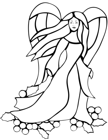 Angel stained glass coloring page free printable coloring pages
