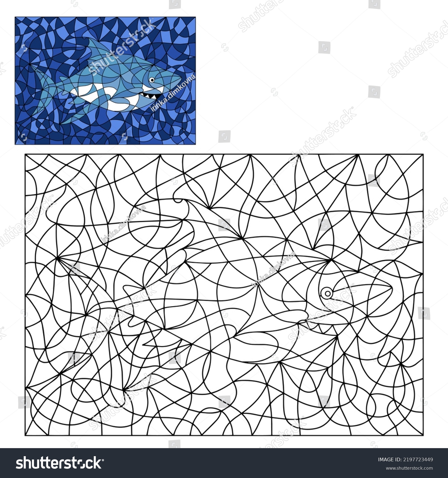 Black white colored illustration stained glass stock vector royalty free