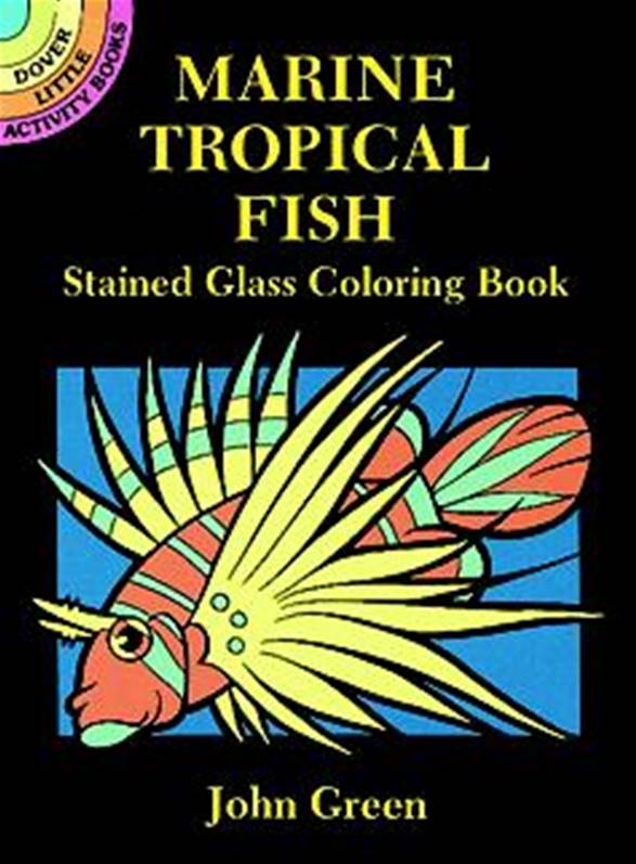 Marine tropical fish stained glass louring book