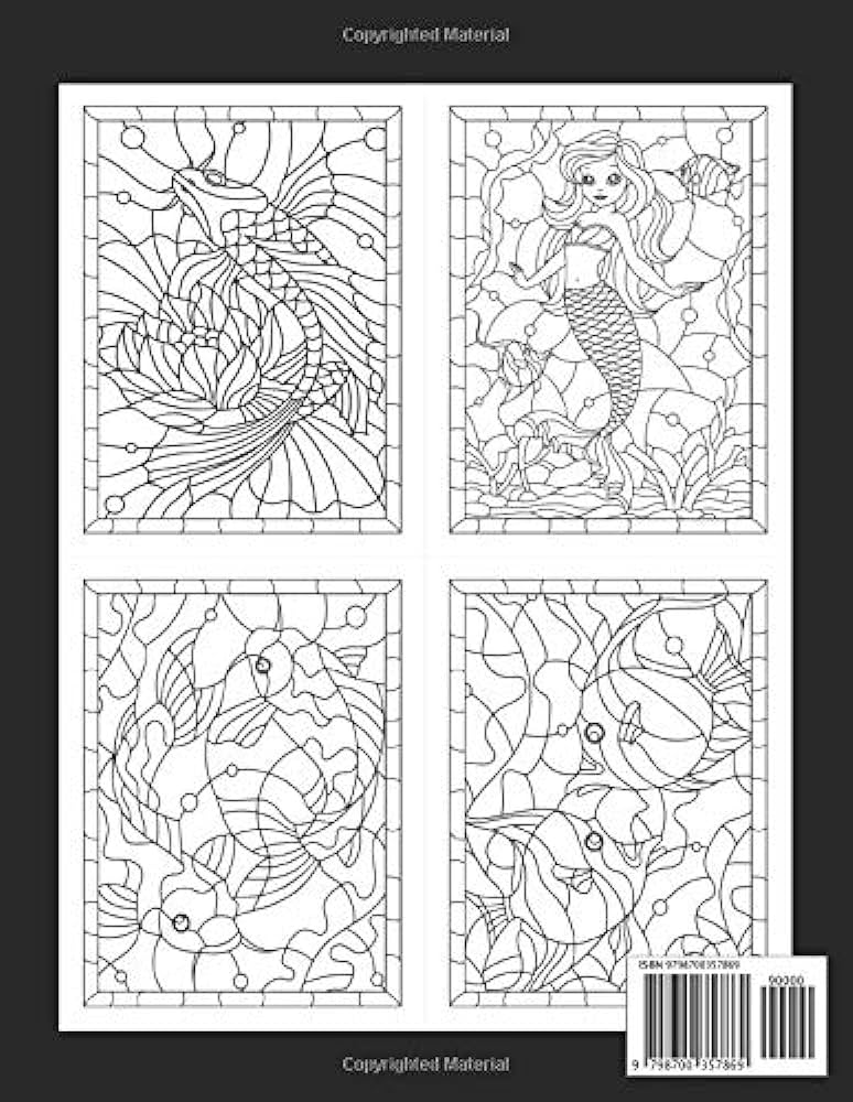 Stained glass coloring book for adults fish edition an adult coloring book with beautiful fish signs for relaxation and stress relief press jane books