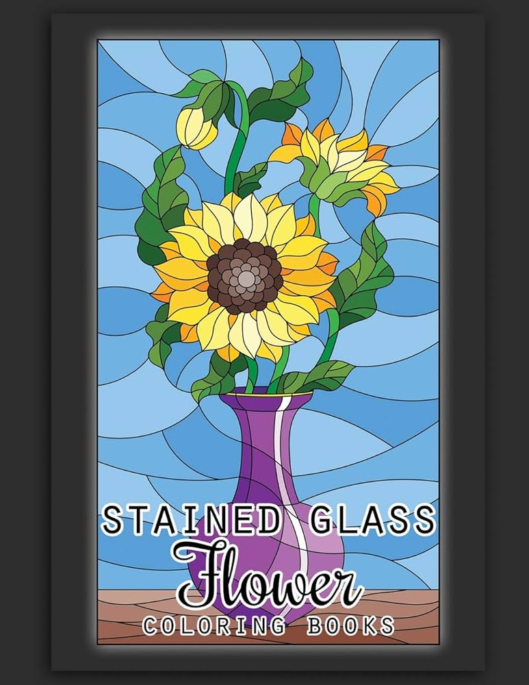 Stained glass flower coloring books coloring pages of stained glass flower garden butterfly and bird illustration stress relieving activity books for adults odin nicasio books
