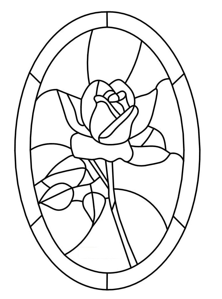 Flower stained glass coloring page