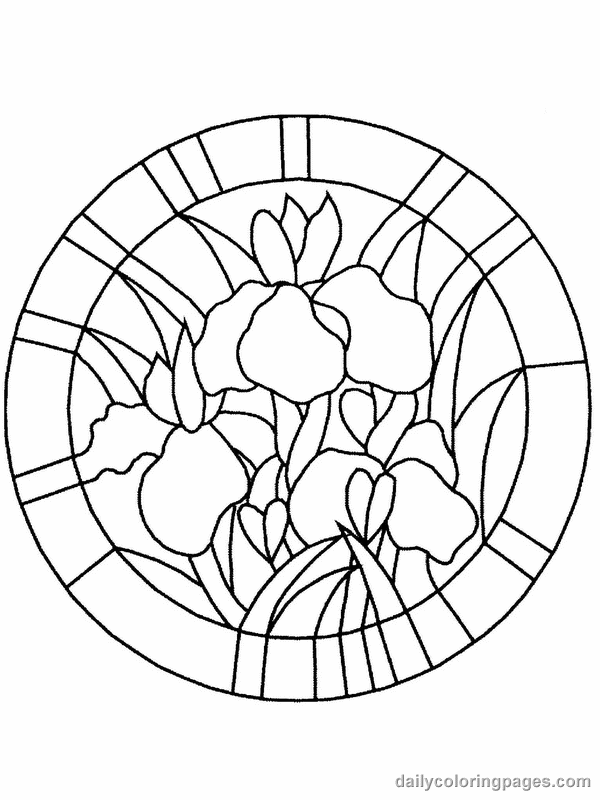 Beautiful stained glass flower coloring pages