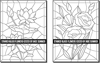 Stained glass flowers an adult coloring book with beautiful flower designs for relaxation and stress relief summer jade books