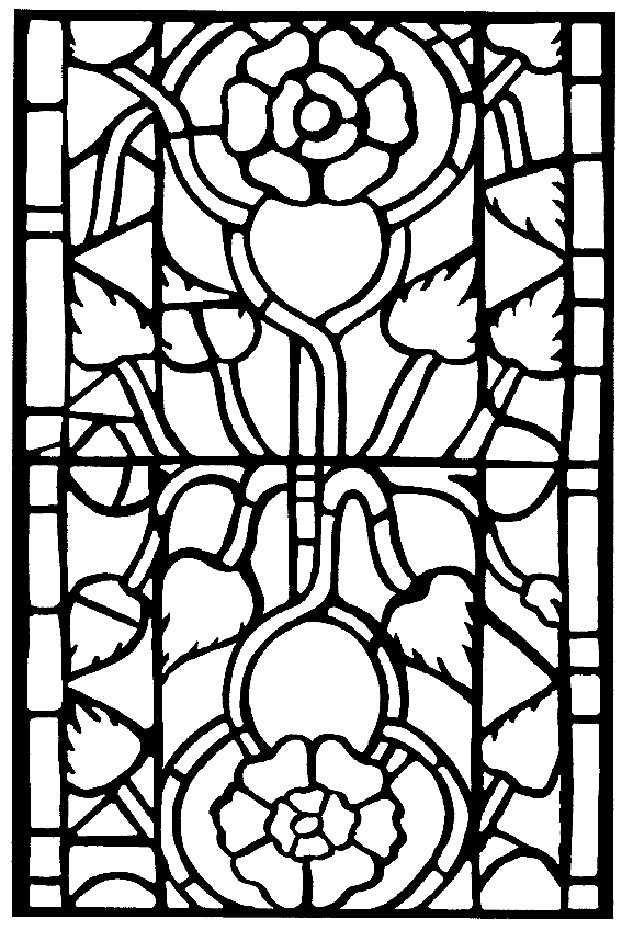 Stained glass coloring pages for adults