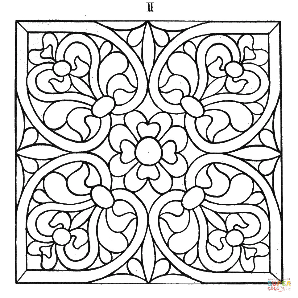Stained glass panel in the cloister of heiligenkreuz coloring page free printable coloring pages