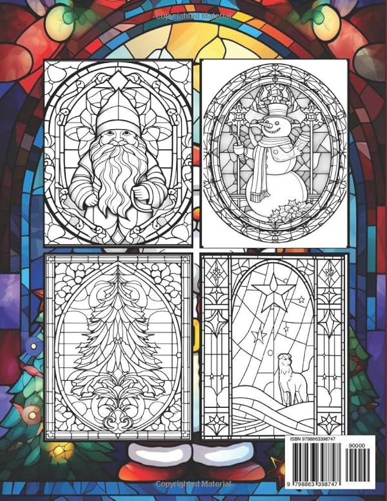 Christmas stained glass coloring book large print stained glass christmas adult coloring book welch scarlett d books