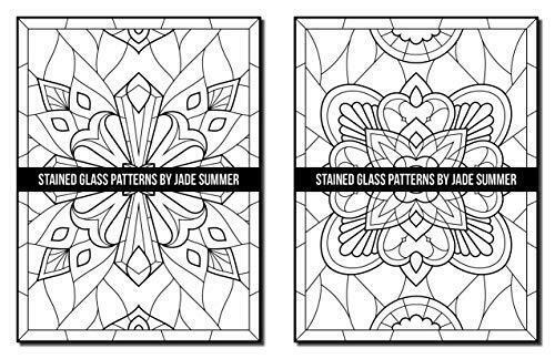 Stained glass patterns an adult coloring book with inspirational window
