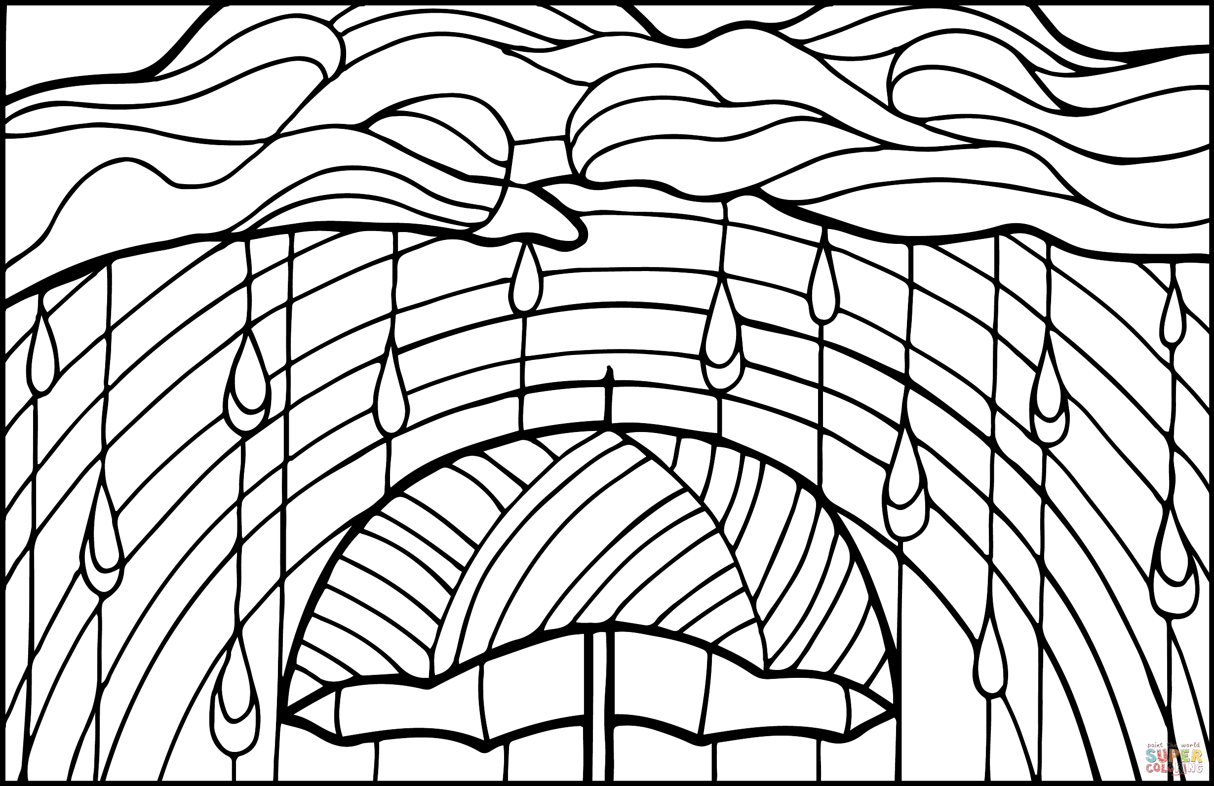 Rainbow stained glass coloring page free printable coloring pages