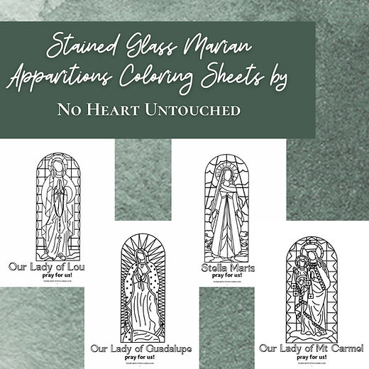 Marian inspired stained glass coloring sheets digital download no heart untouched