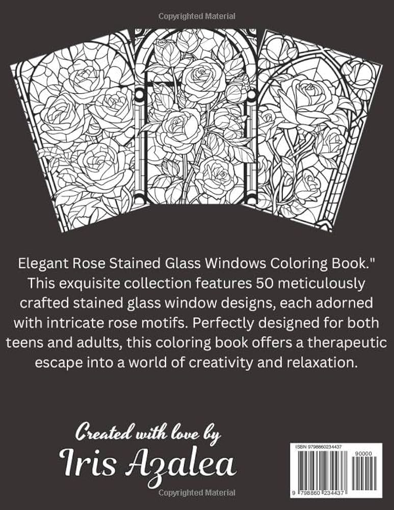 Elegant rose stained glass coloring book intricate adult coloring book designs for teens and adults adult coloring book of stained glass window exploring creativity focus and relaxation azalea