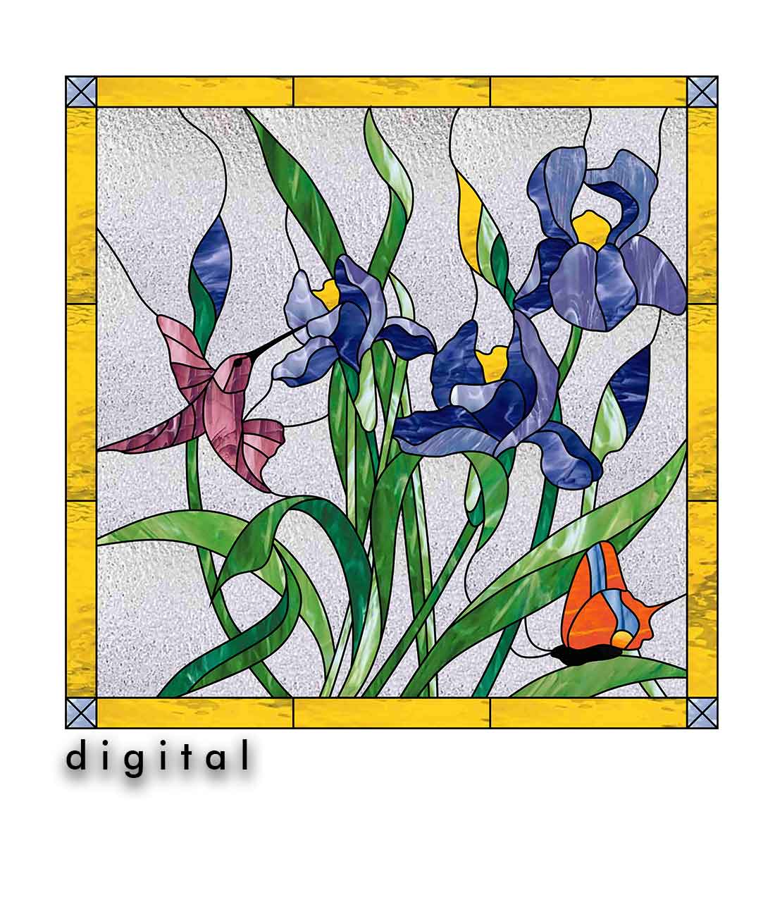 Hummingbird and iris stained glass pattern â stained glass patterns suncatchers