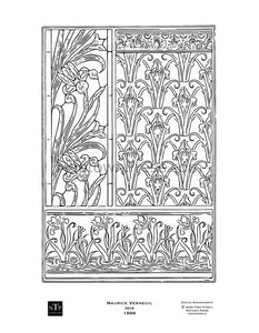 Printable coloring page art nouveau flowers iris â naptown press