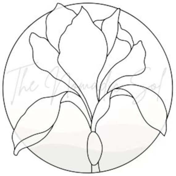 Iris flower pattern stained glass pdf digital file