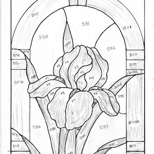 Iris stained glass pattern digital download floral stained glass pattern iris stained glass design iris with arch top border pattern instant download