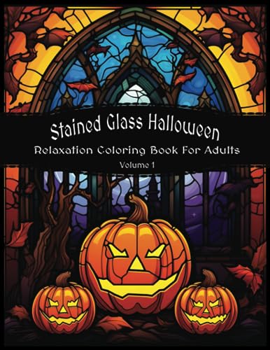 Stained glass halloween relaxation coloring book for adults volume detailed coloring pages by bentley s dough
