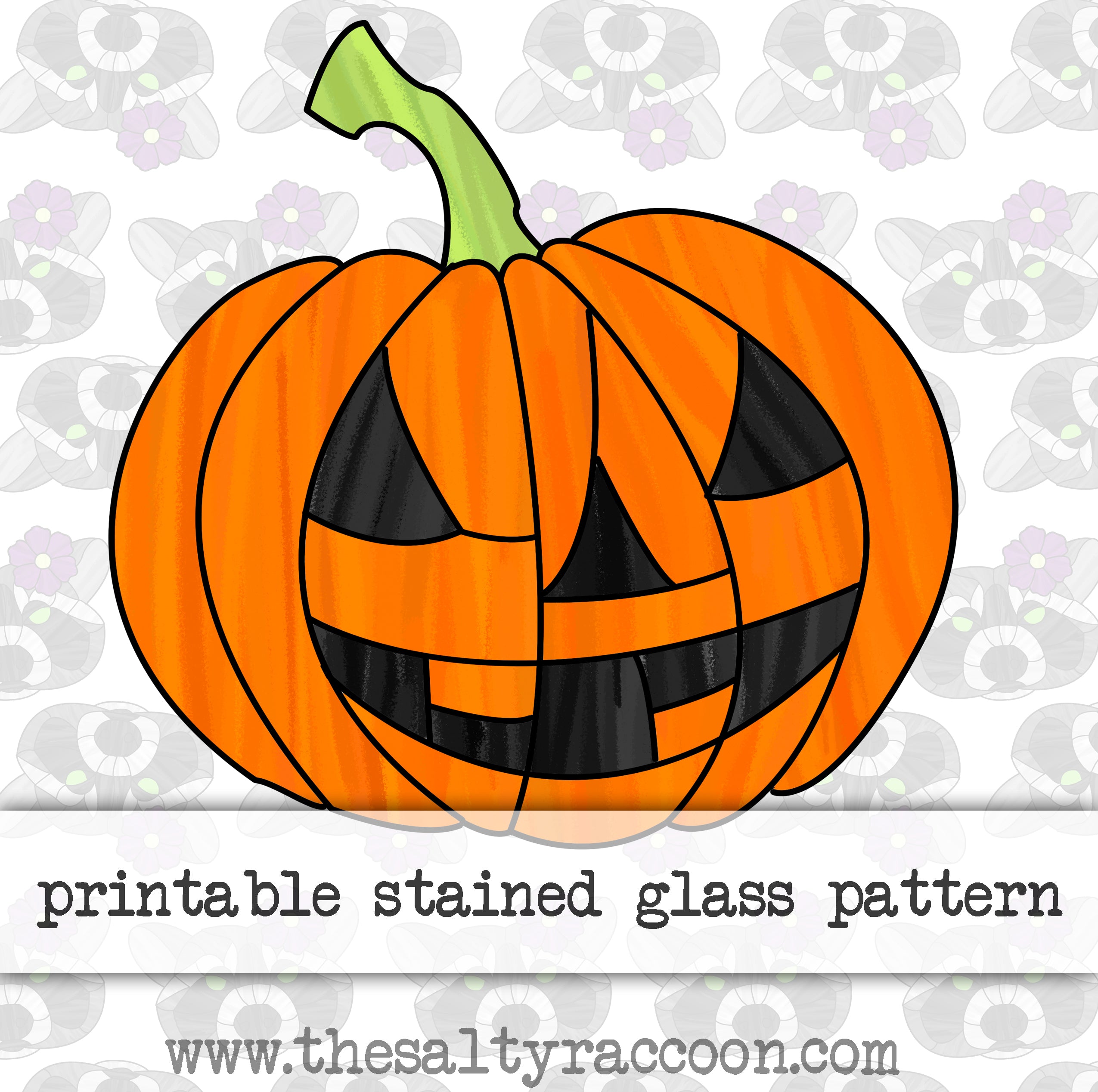 Jack o lantern digital stained glass pattern