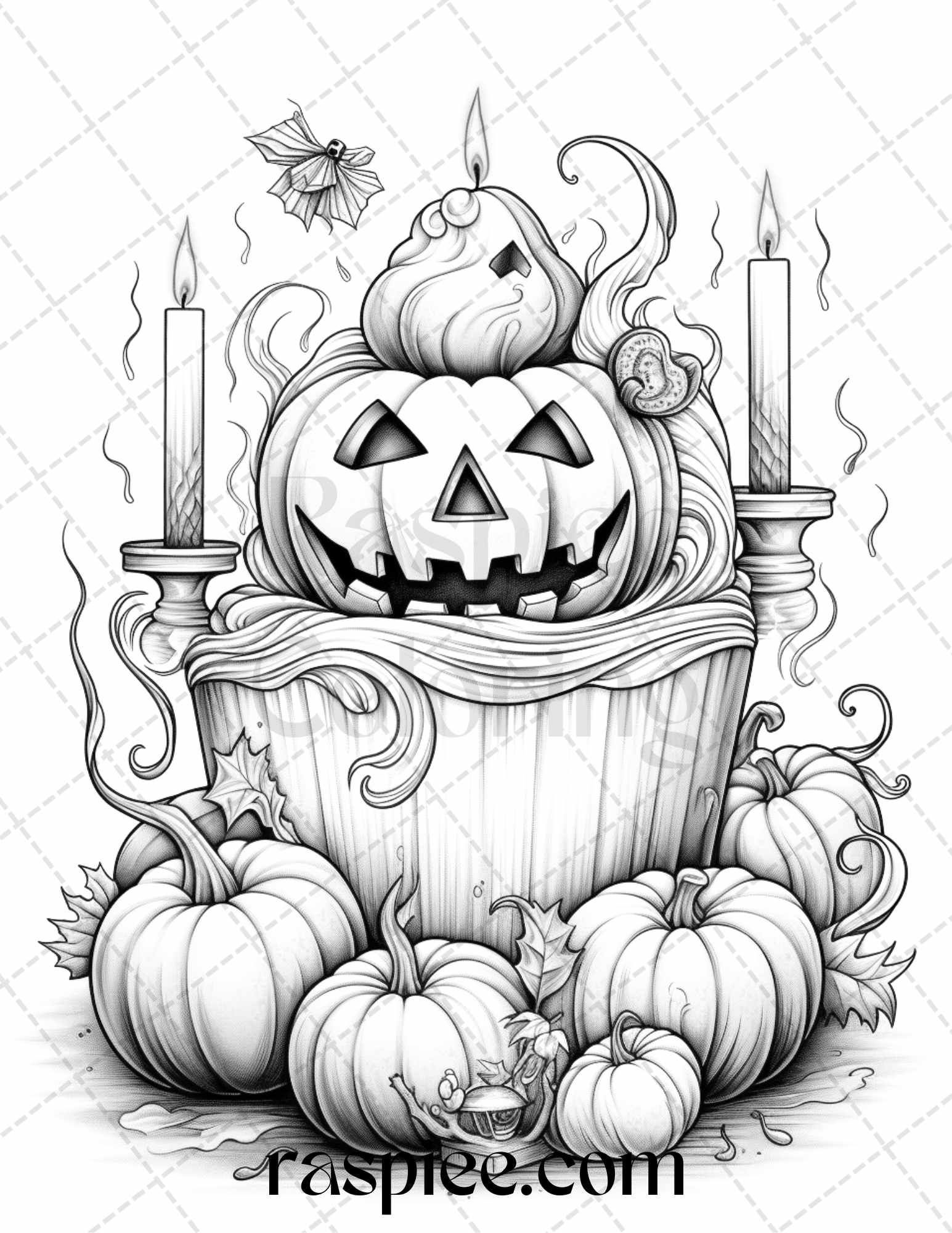 Halloween spooky desserts grayscale coloring pages printable for ad â coloring