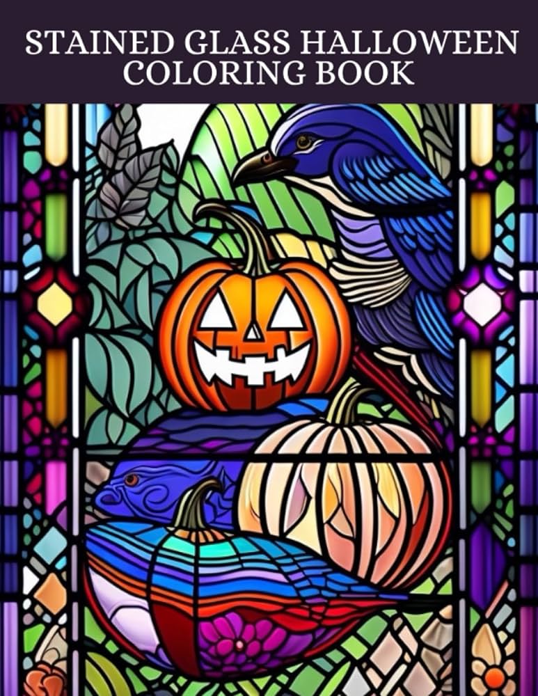 Stained glass halloween coloring by publishing kamilon