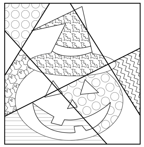 Jack o lantern pop art coloring page free printable coloring pages