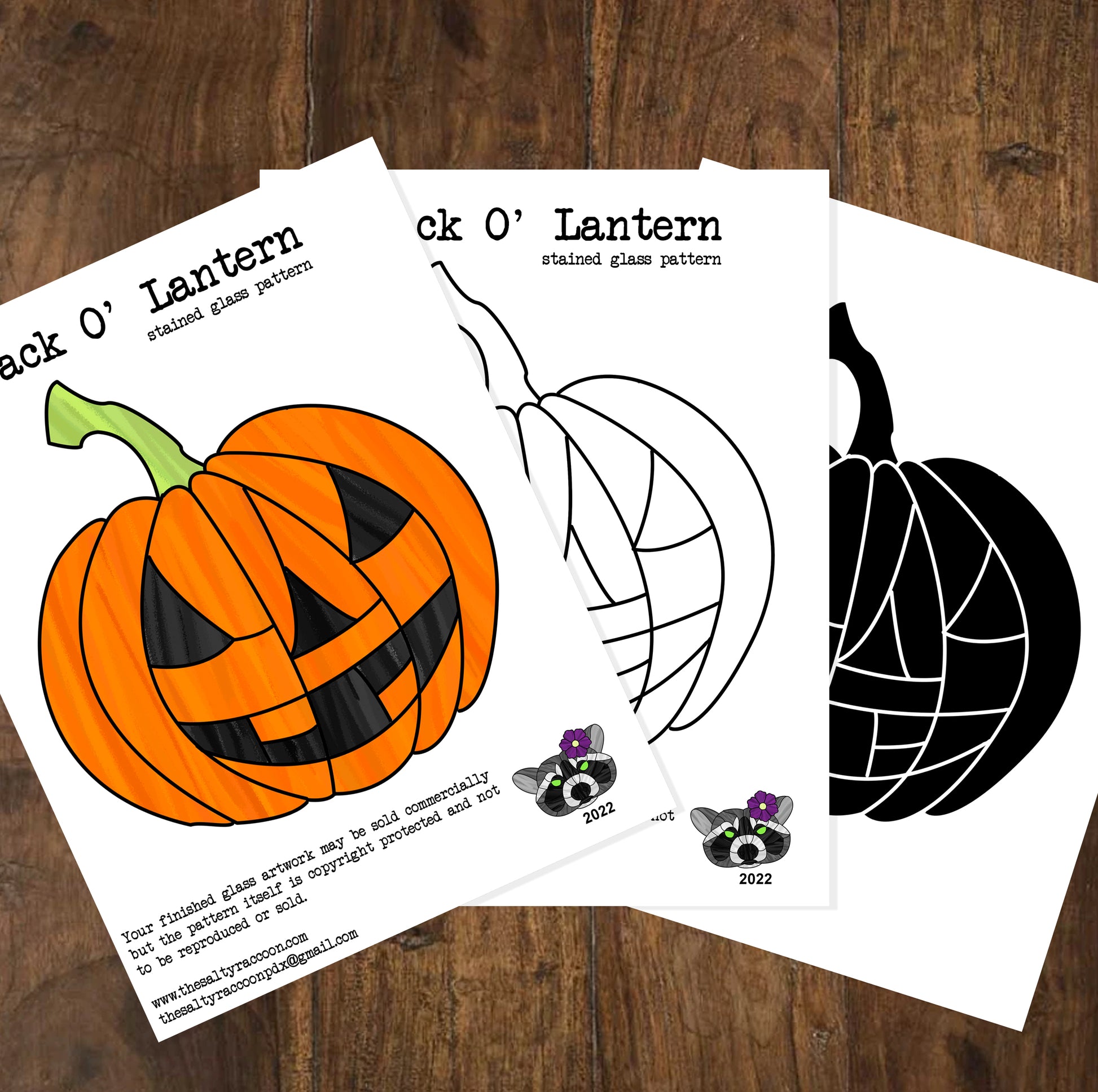 Jack o lantern digital stained glass pattern