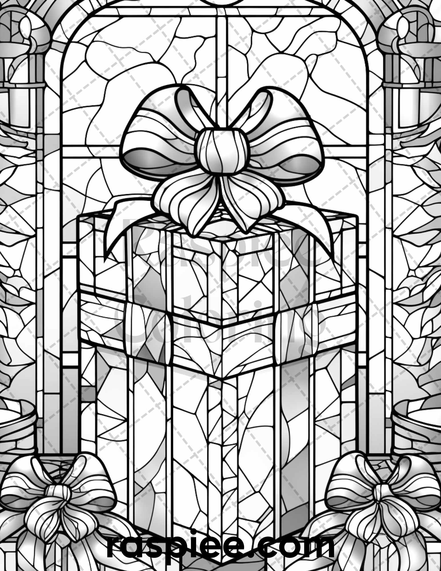 Christmas stained glass grayscale coloring pages for adults printa â coloring