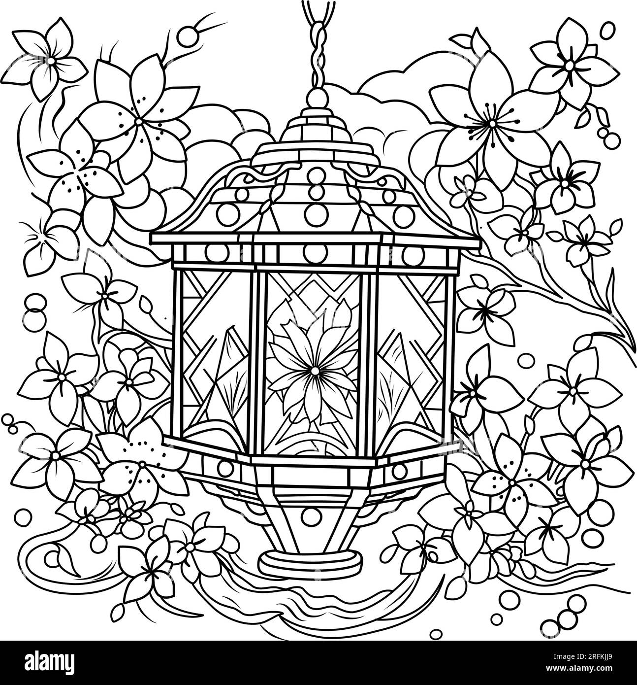 Toro nagashijapanese lantern festival coloring page coloring page of lanterns for the remembrance of the dead stock vector image art