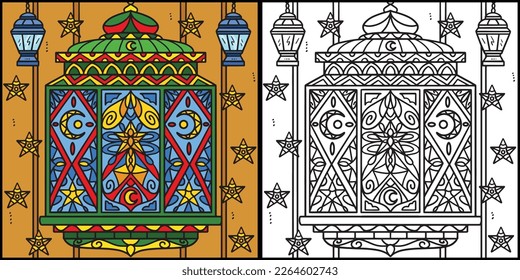 Ramadan lantern mandala coloring page illustration stock vector royalty free