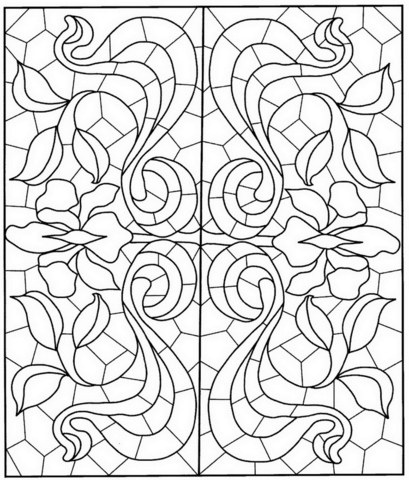 Square mandala with stained glass pattern coloring page free printable coloring pages