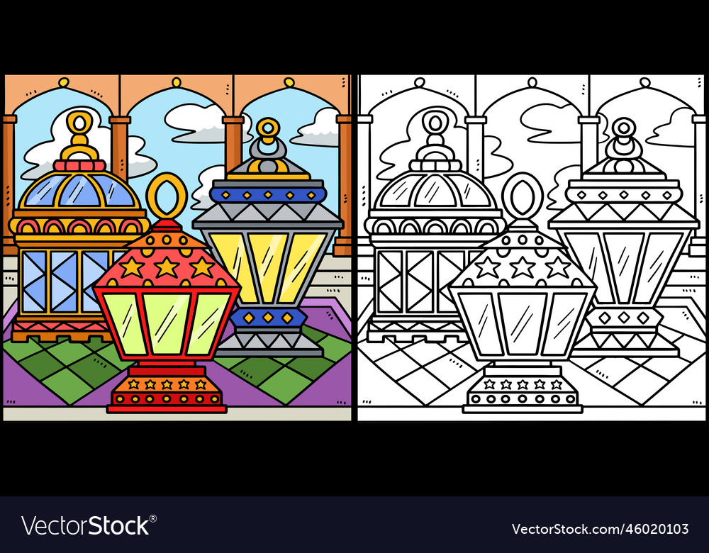 Ramadan lantern coloring page royalty free vector image
