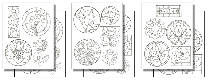 Stick n burn stained glass designs set