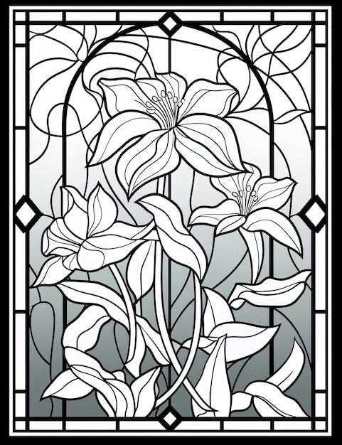 Premium ai image a stained glass window with a design that says lily