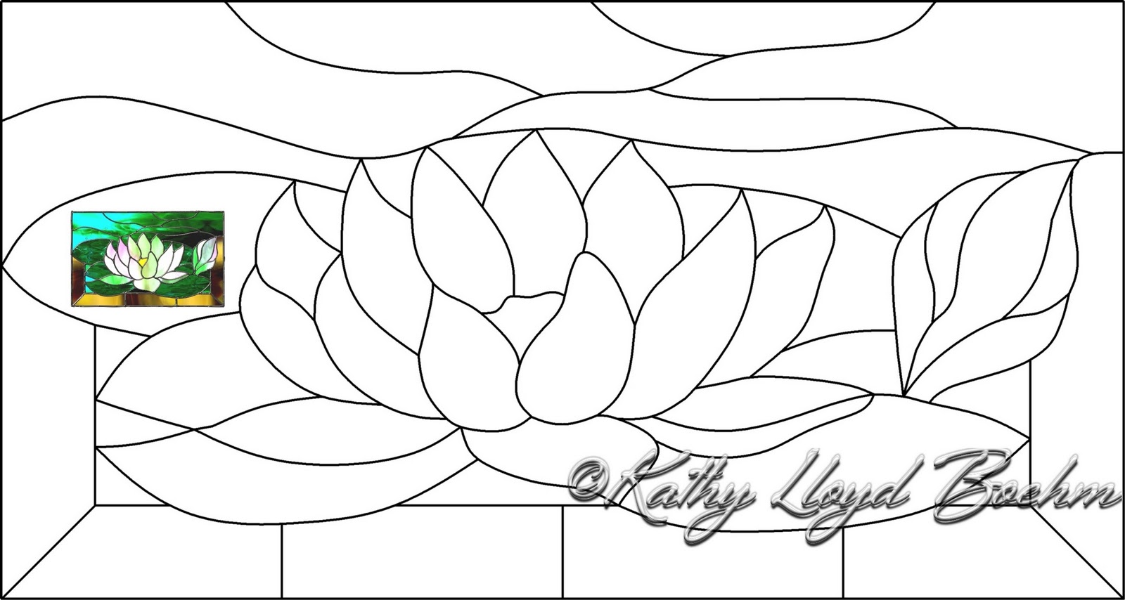 Boehm stained glass blog water lily window pattern cut
