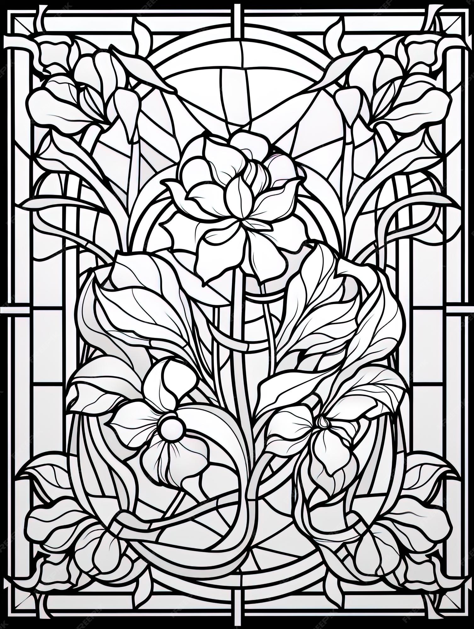 Premium photo a stained glass window with a design that sayslilyon it