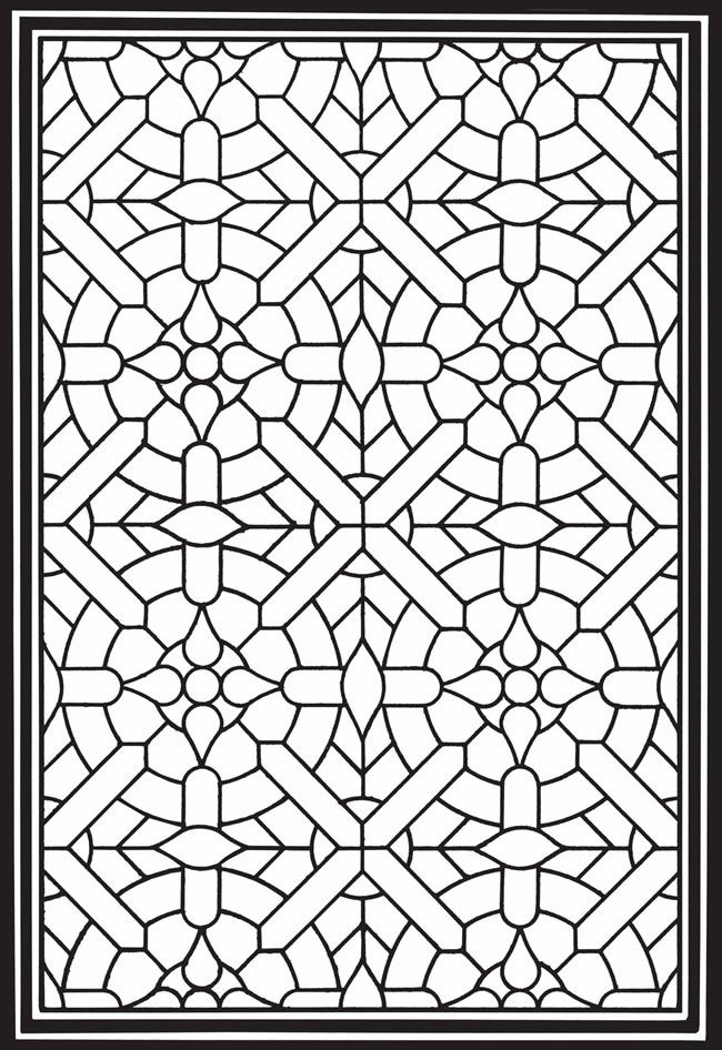 Stained glass coloring pages for adults